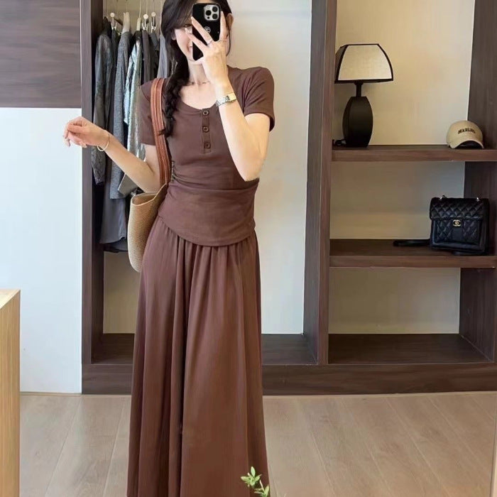 Casual Top And Skirt Two-piece Set