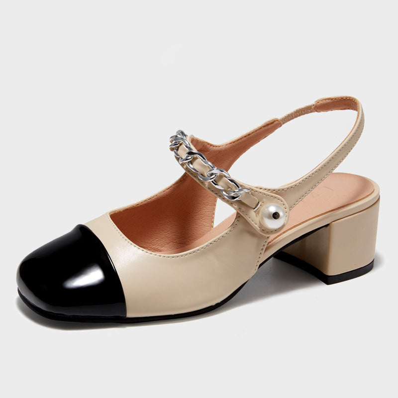 Round Toe Buckle Low Heel Mary Jane Sandals