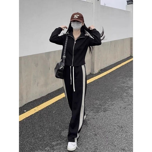 Women's Loose Short Jacket Fashion Casual Two-piece Set
