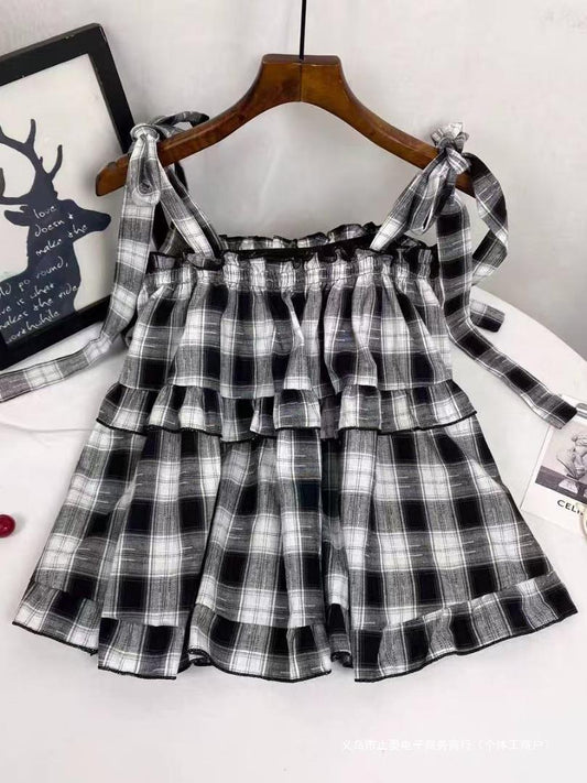 Sweet Girl Summer New Western Style Youthful-looking Ruffle Sleeveless Vest Women's Top