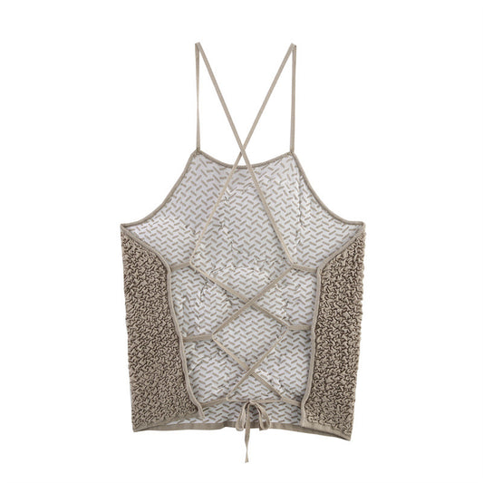 Three-dimensional Flower Design Fluffy Texture Sling Top For Women