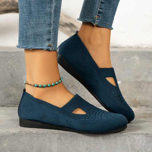 Women's Round Toe Plus Size Flying Woven Flat Shoes
