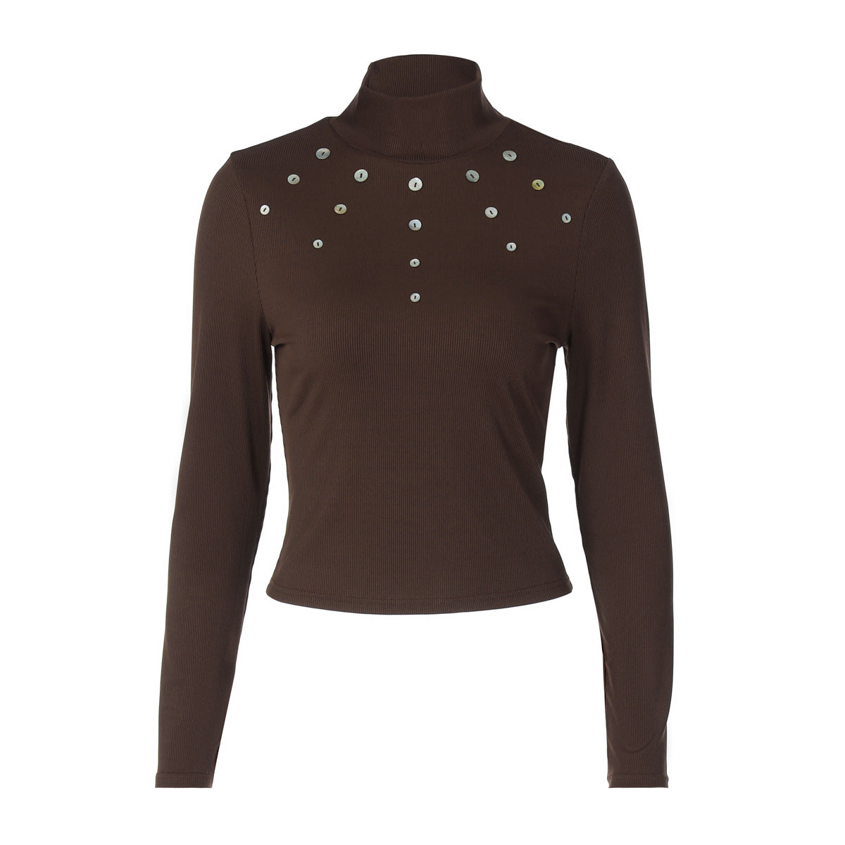 Women's Personality Slim Fit Shell Button Long-sleeved Top