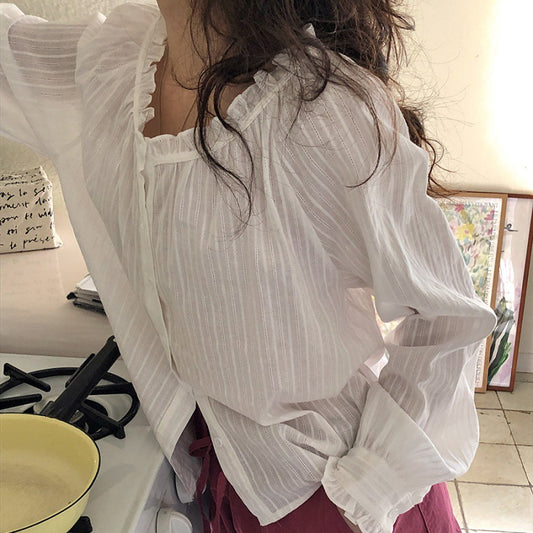 In Stock Lace Doll Collar Loose And Cute Girl Blouse