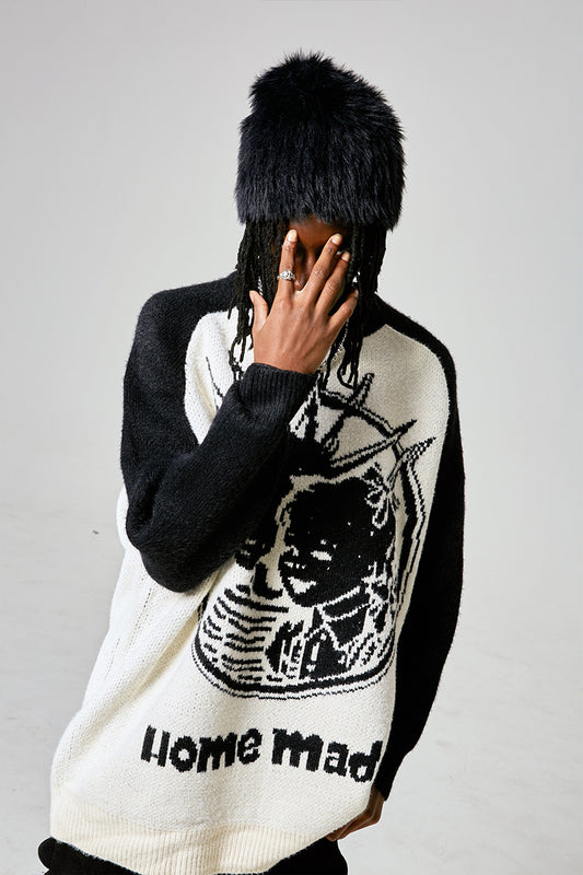 Men's Retro Pattern Embroidered Hip Hop Sweater