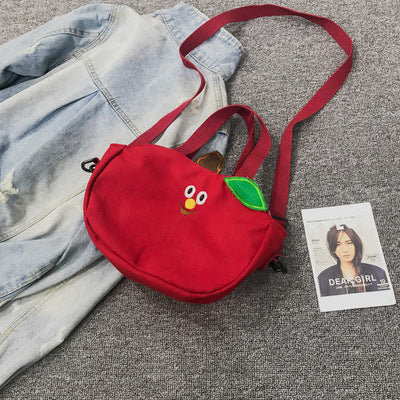 Creative Banana Embroidered Canvas Crossbody Bag