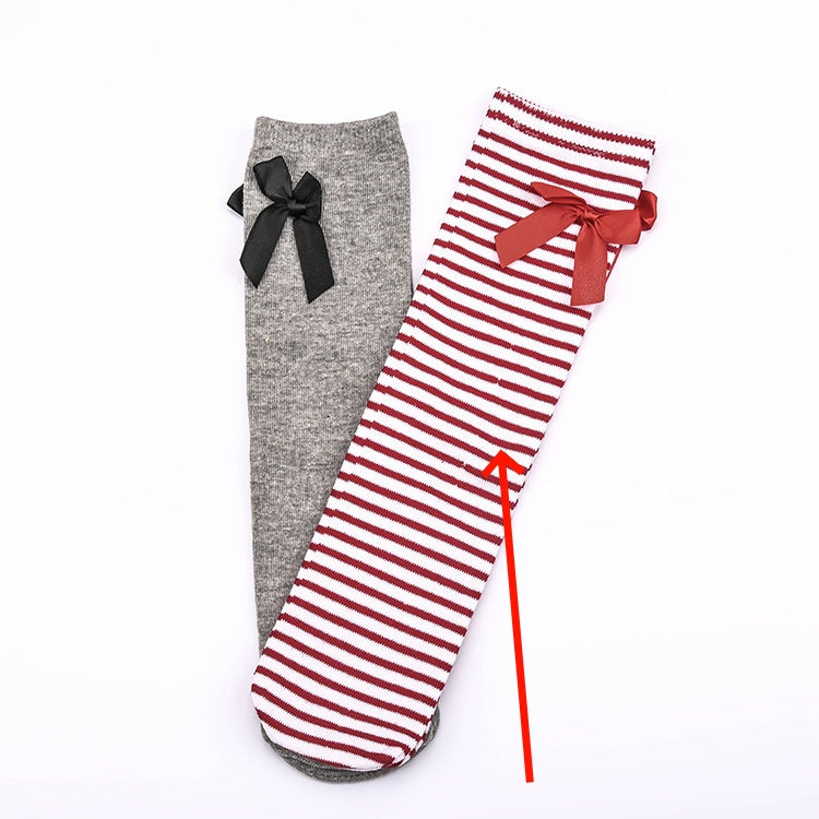 Girls' Pure Cotton Mid Tube Bow Princess Socks