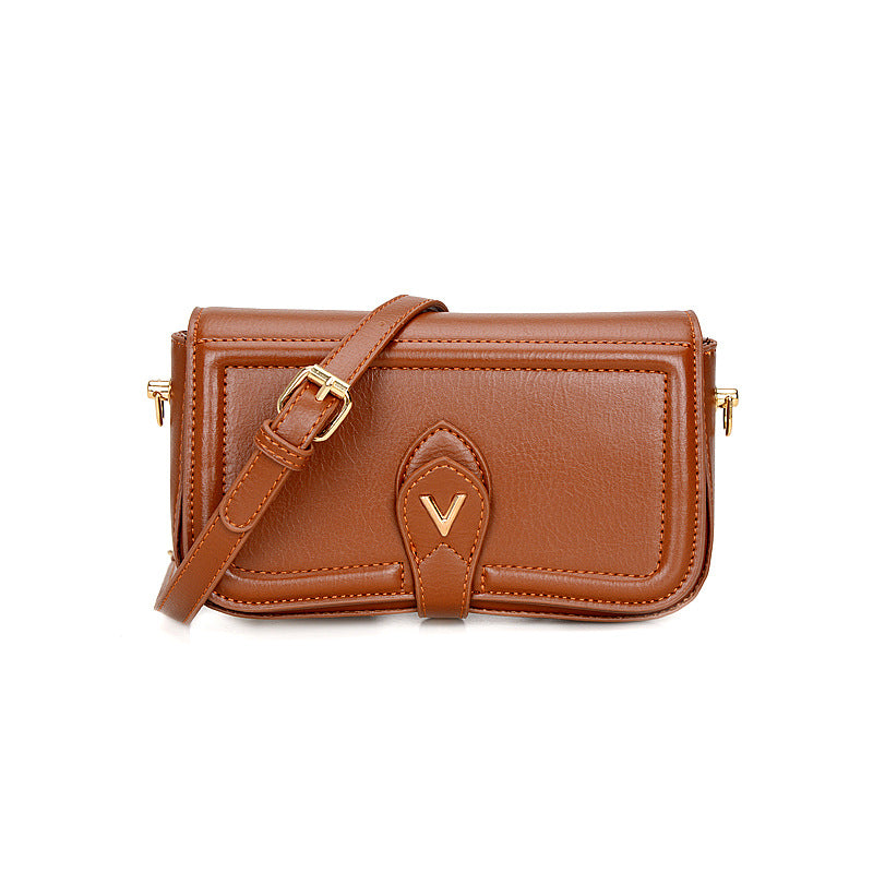 Women's New Texture Fashion Wide Shoulder Strap Solid Color Satchel