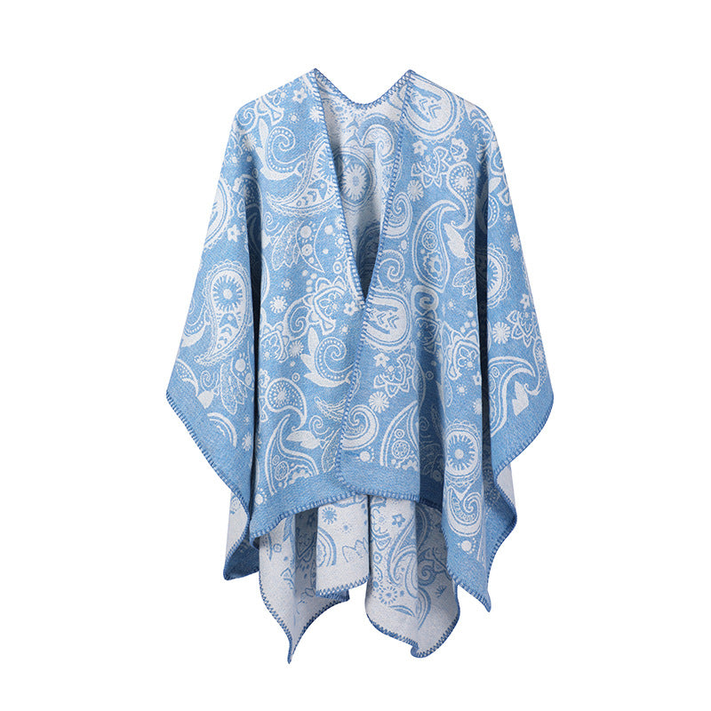 Women's Jacquard Paisley Wool Cross Shawl