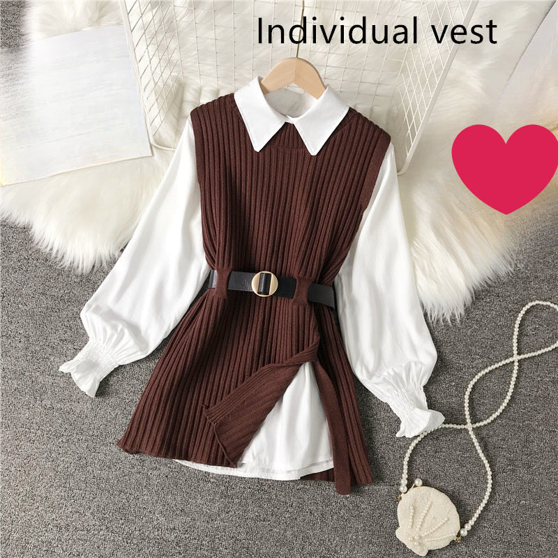 Shirt Knitted Two-piece Vest Set Fan High Quality Casual Fashion