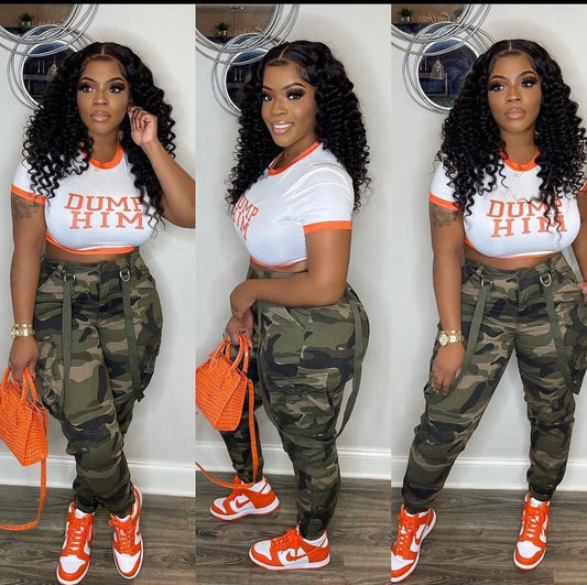 Fashion Camouflage All-match Ankle-tied Overalls