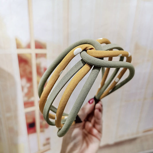 Net Celebrity Popular Hair Band Wave Dot Solid Color Cloth