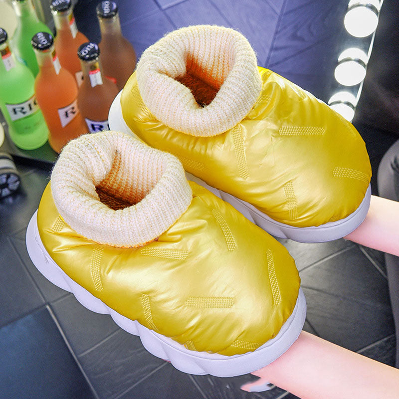Bread Velvet Cotton Slippers Waterproof Home Warm Couples Shoes