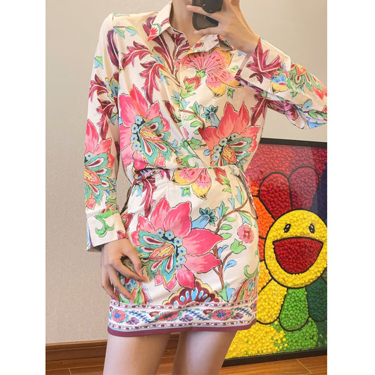European And American Women's Clothing Fashion Printed Coat Shirt Skirt Pants Fashion Suit