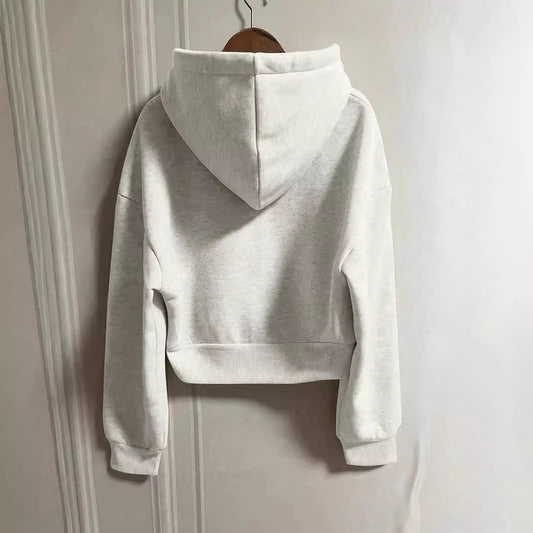 Enkel Hættetrøje Med Snor, Designfølelse, Løs Langærmet Sweatshirt Cardiganjakke