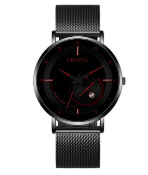 Men's Simple Digital Scale Business Casual Mesh Belt Calendar Watch Men's Fashion Quartz Watch
