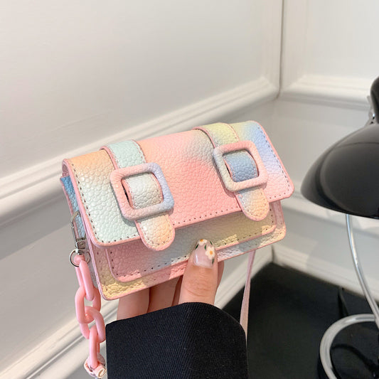 Fashion Color Contrast Blooming Shoulder Crossbody Small Square Bag