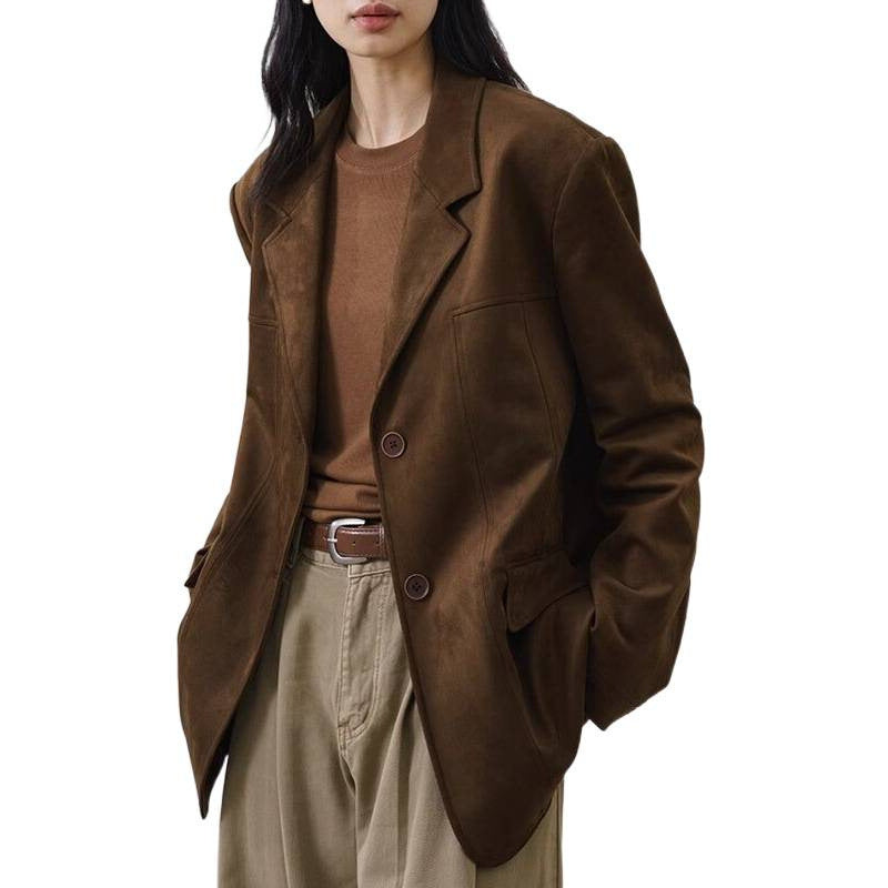 Dark Brown Coffee-colored Suede Blazer
