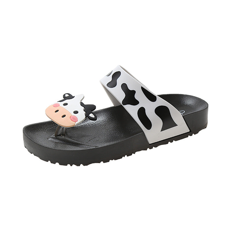 Cute Cartoon Slippers Indoor And Outdoor Flat Cow Sandals