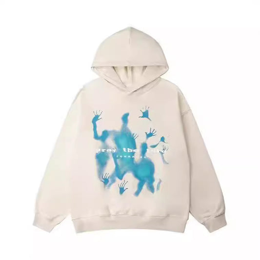 Hip-Hop Street Graffiti Hoodie Retro Afslappet Sport Børstet Hættetrøje