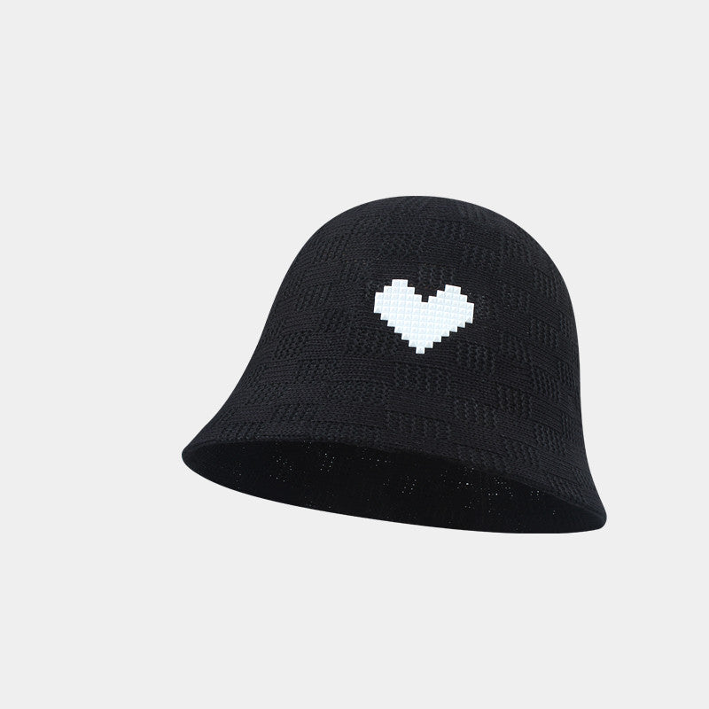 Summer Hollow Breathable Face Small Love Bucket Hat