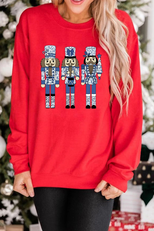 Rød jule-nøddeknækker soldatmønster pullover