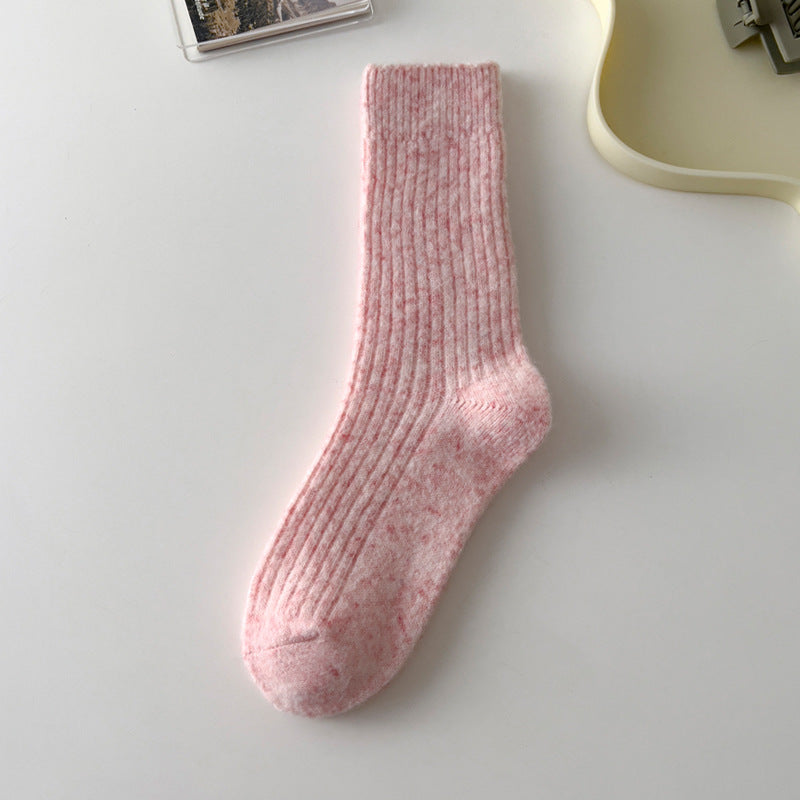Thick Solid-color Warm Wool Mid-calf Socks