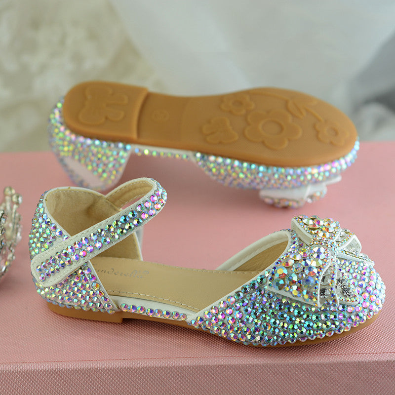 Little Girl Princess Crystal Shoes Flash Host Catwalk Shoes
