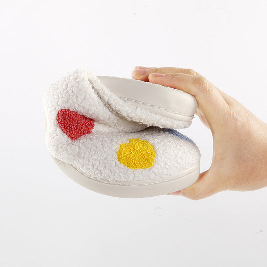 New Home Colorful Small Heart Warm Winter Cotton Slippers Men And Women Thick Bottom Non-slip
