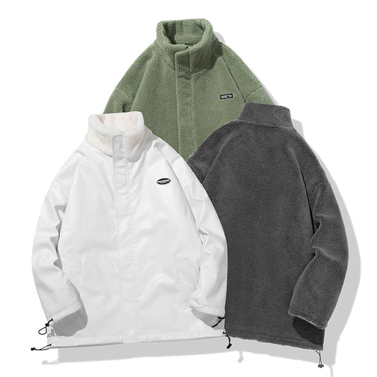 Mens Reversible Lambswool Coat With A Literary And Artistic Vibe