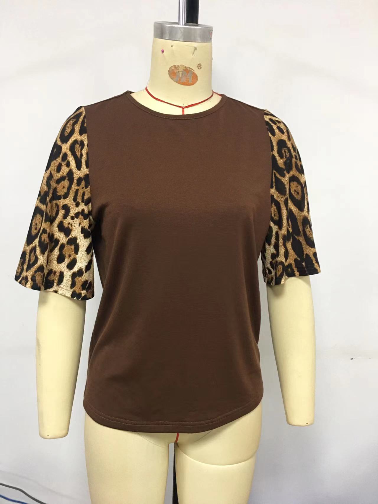 Euramerican Women's Summer Leopard Pattern Splicing