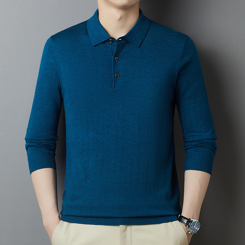 Men's Casual Business Lapel Wool T-shirt