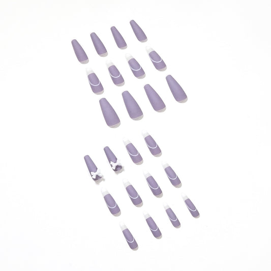 Vine Purple French Style Bow Wear Manicure