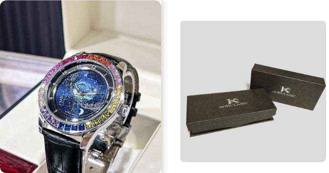 Ogulas Starry Sky Colorful Crystals Automatic Mechanical Watch Men's Waterproof Luminous Personality