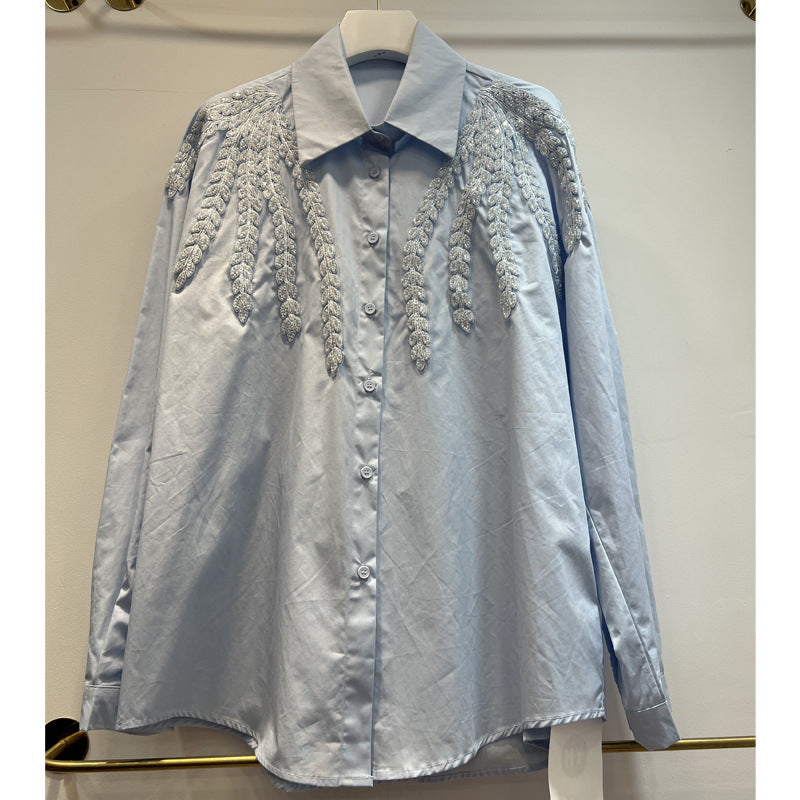 Heavy-duty Jacquard Embroidery Single-breasted Lapel Loose-fit Shirt