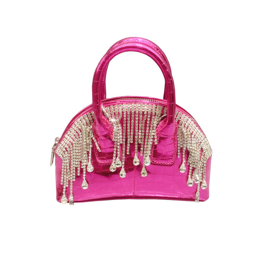 Skuldertaske Crossbody Taske med Glitrende Diamanter og Kvast