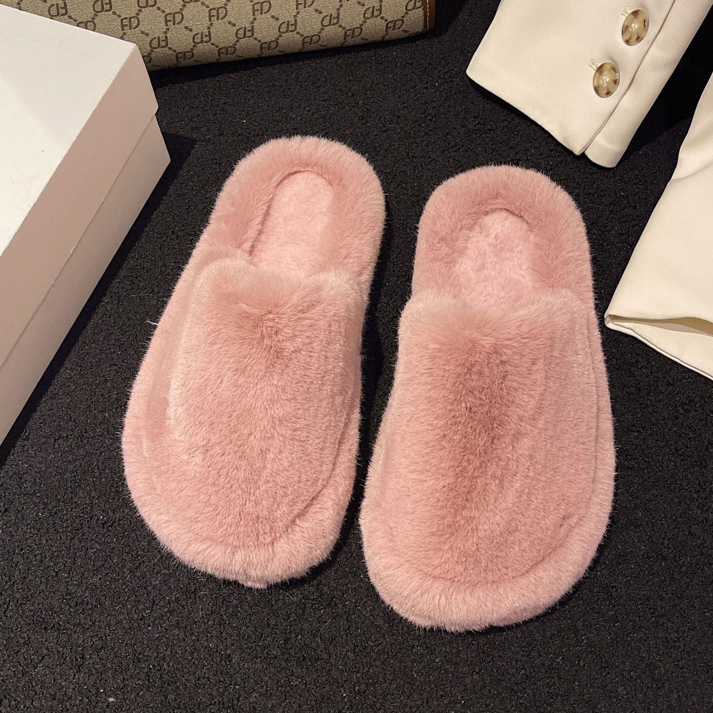 Women's Fashion All-matching Fluffy Slippers