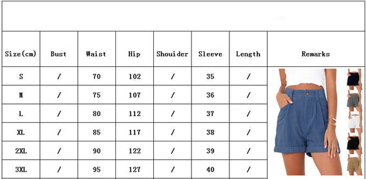 Spring And Summer European And American New High Waist Pure Color Corduroy Loose Shorts