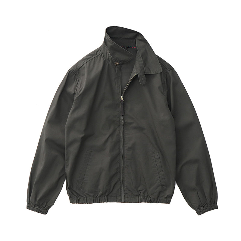Classic Khaki Retro Cadre Collar Zip Thin Jacket