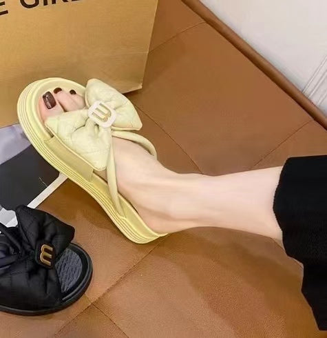Bow Slippers Casual Platform Beach Shoes
