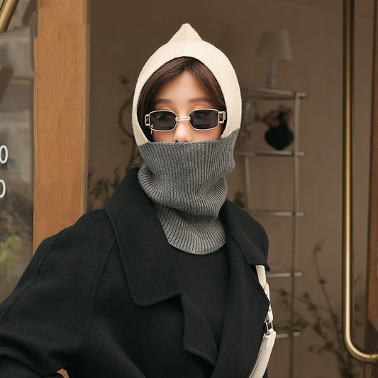 Women's Fashion Collision Color Splicing Warm Woolen Hat