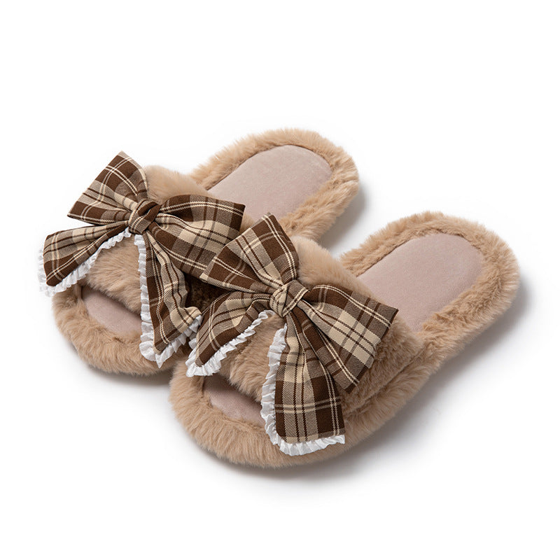 Girl Cotton Slippers Bowknot Home Plush
