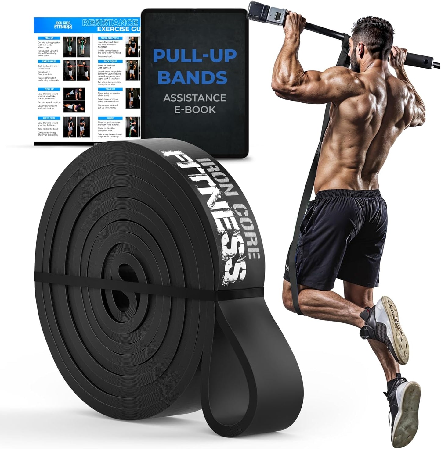 Pull up Assistance Resistance Bands - Long Loop Power Bands for Men and Women - Strength Power Flexibility Training at Home & Gym - Ebooks & Workout Chart Included by