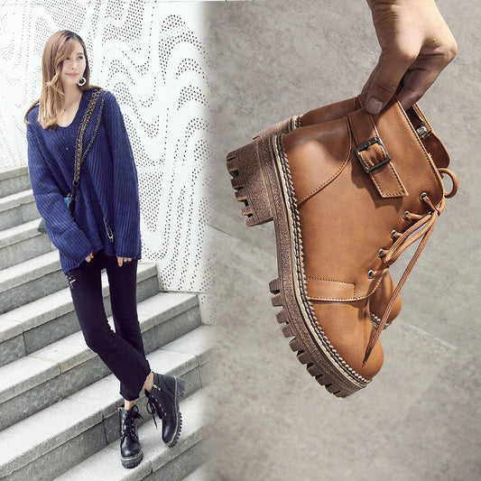 College Style Women's Boots Heel Low Boots