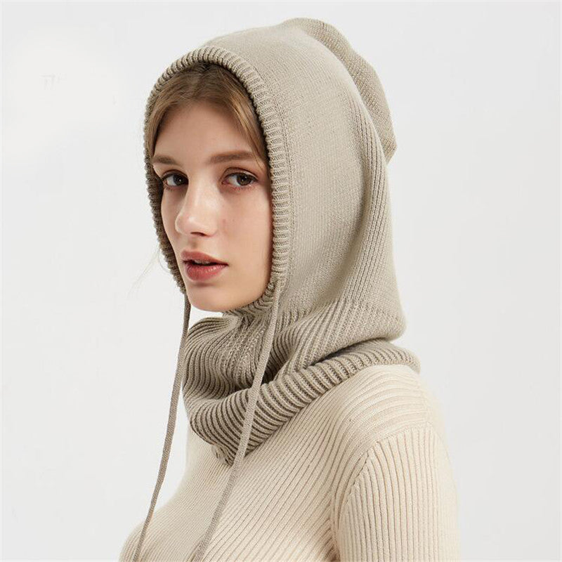 New Autumn And Winter Women's Hat Scarf All-in-one Pullover Cap Bib Fashion Wool Knitted Cap