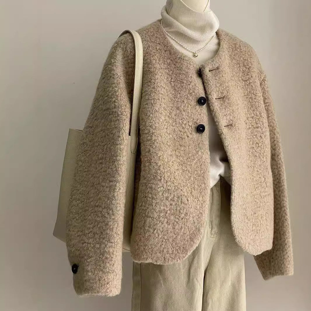 Women's Small Fragrance Short Lamb Fur Coat