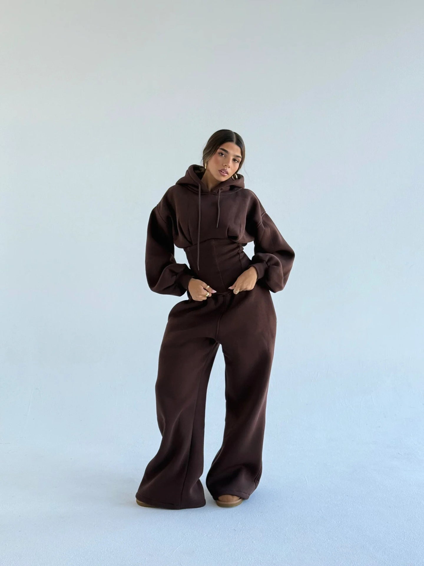 Womens Slim-fit Hoodie And Pants Two-piece Set