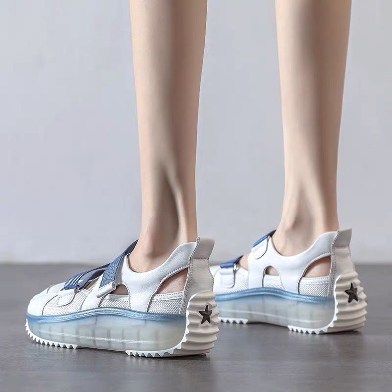 Hollow Old Shoes Female Bottom Breathable White Baotou Sports Sandals