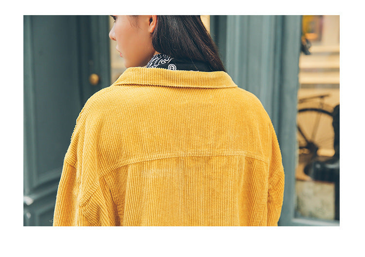 Women's Solid Color Loose New Corduroy Shirt Jacket