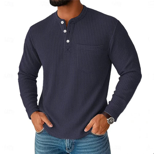 Langærmet Henley-skjorte Langærmet kraveknap Casual herrejakke